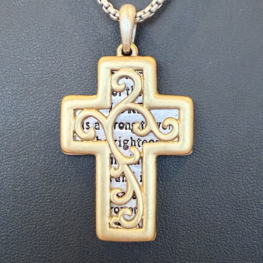 Proverbs 18:10 Religious Slide Cross Filigree Pen… - image 2